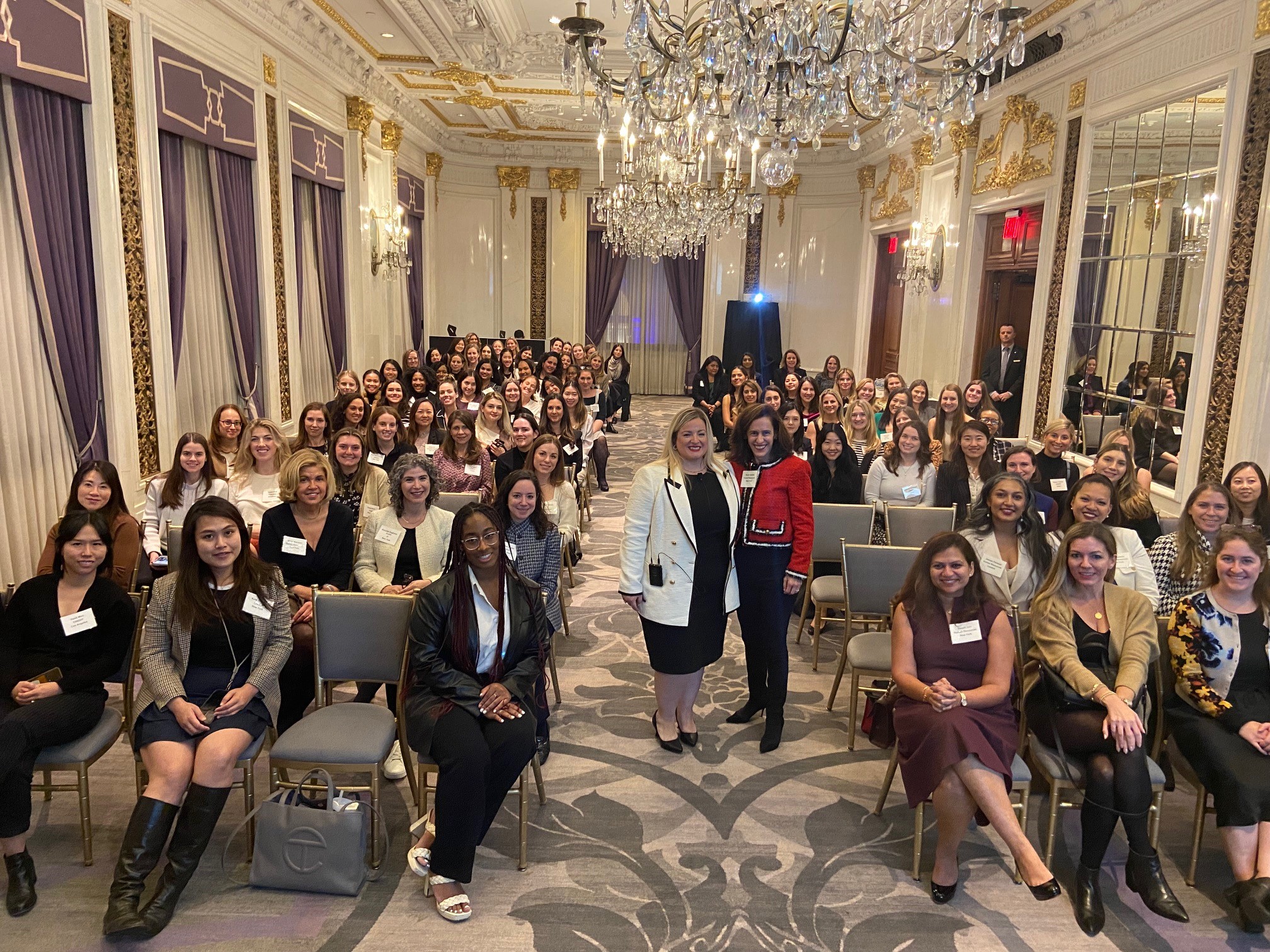 Jennifer Taboada (center left), BlackRock, with Robin Quittell (center right), Chief Human Resources Officer at Fortress